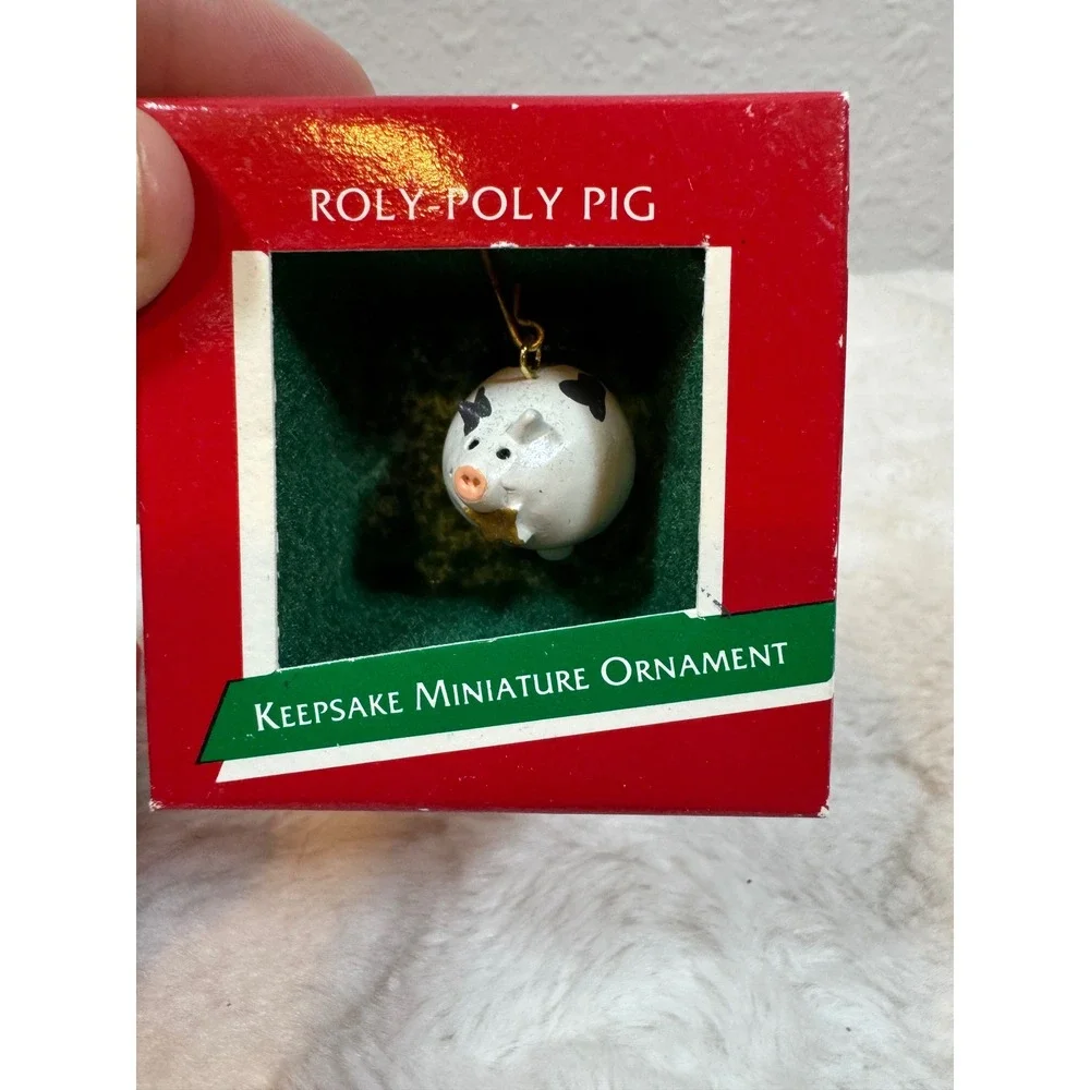 Lot of 5 Vintage 1989 Hallmark Keepsake Miniature Ornaments Angel Bunny Reindeer